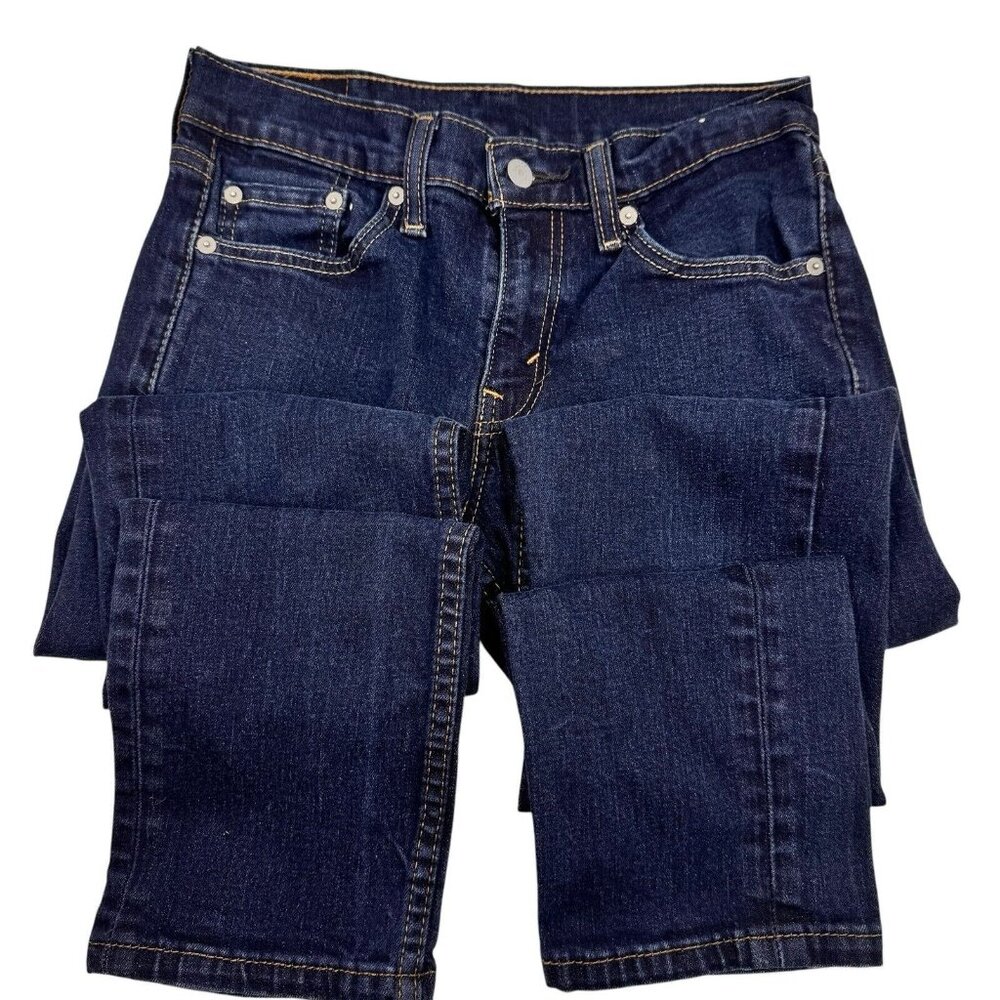 Levis 511 Mens Jeans 29 X 30 Hemmed Slim Fit Tapered Leg Stretch Denim Dark Blue - Picture 2 of 6